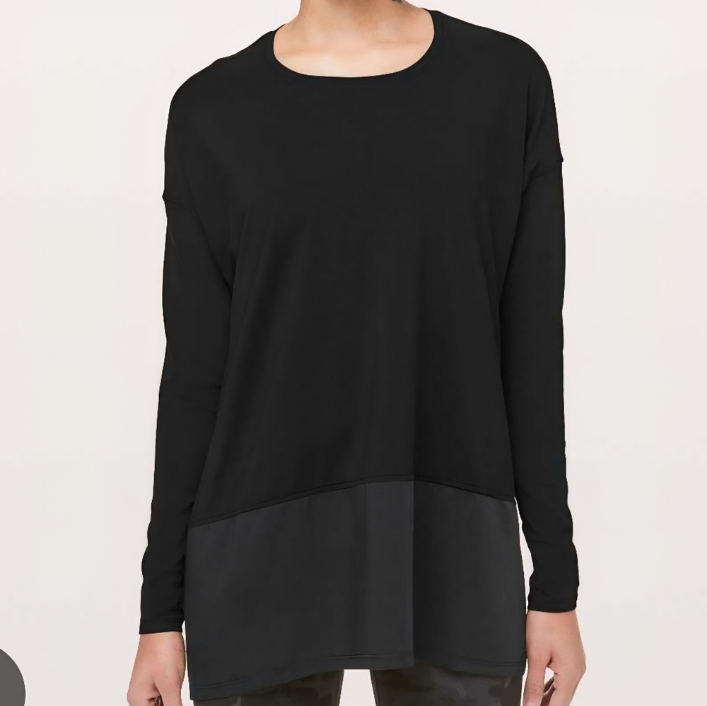 Lululemon Athletica Ease Of Mind Black Long Sleeve Shirt | Mixed Media - Picture 2 of 5